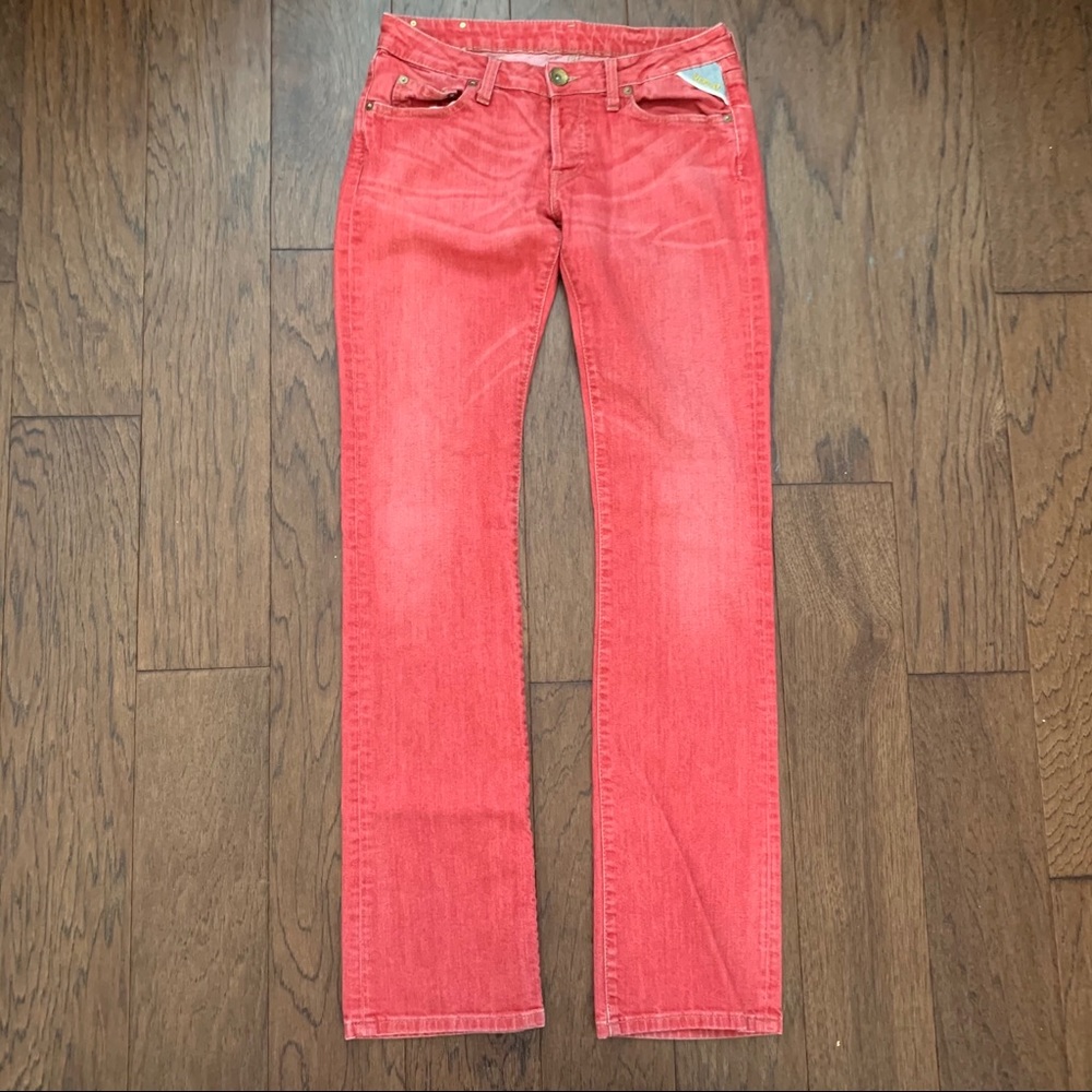Replay Red Washed Skinny Jeans; waist 29 fits like a 26- cotton/elastic.